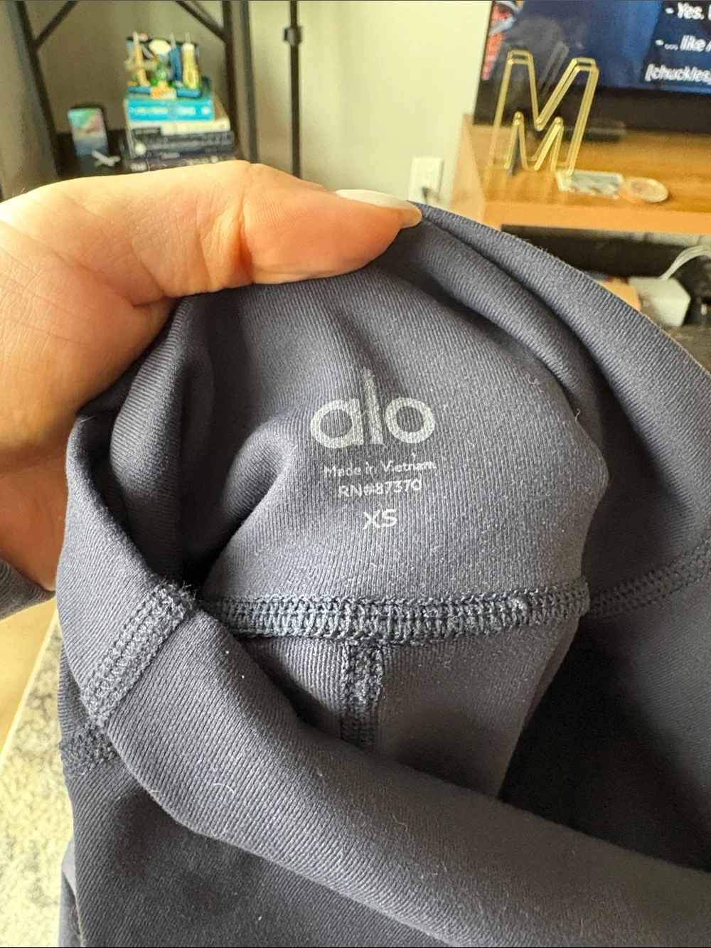 ALO Yoga Black Ribbed Moto-Detail High-Waist Leggings